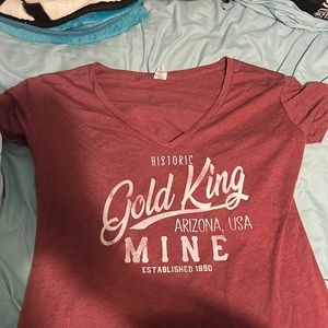 Red shirt with lettering